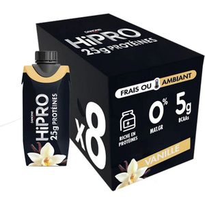 DANONE HiPRO Vanille Proteine Shake - 25g Eiwit - Voordeelverpakking 8 x 330ml