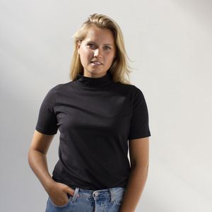 MOOI! Company - Dames T-shirt - MAARTJE - Turtleneck - Losse pasvorm - kleur Zwart- XXL