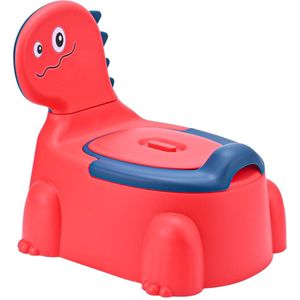 Kindertoilet, dinosaurus-thema, draagbaar potje voor kinderen vanaf 1-6 jaar, babypot met dino-motief, voor jongens en meisjes, wc-training (rood)