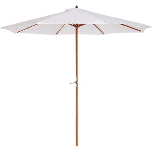 Outsunny Zonnescherm tuinscherm houten parasol parasol met zwengel balkonparasol populierenhout ? 2,7 m 84D-012