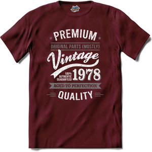 Vintage Legend Sinds 1978 - verjaardag en feest cadeau - Kado tip - T-Shirt - Unisex - Burgundy - Maat S