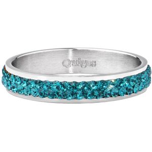 Quiges Stapelring Dames - Vulring Turquoise Zirkonia - RVS Zilverkleurig - Maat 19 - Hoogte 4mm