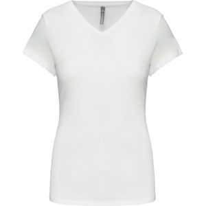 T-shirt Dames M Kariban V-hals Korte mouw White 97% Katoen, 3% Elasthan