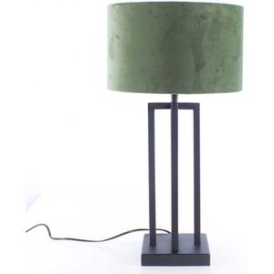 Tafellamp vierkant met velours kap Roma | 1 lichts | groen / zwart| metaal / stof | Ø 30 cm | tafellamp | modern / sfeervol / klassiek design