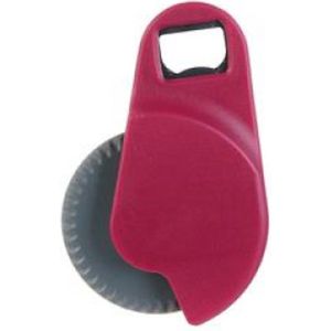 2 in 1 Pizzaroller | Met flesopener | Pizzasnijder | Roze | Metaal