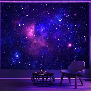 Sterrenhemel Wandtapijt met UV-reactieve Gloed voor Slaapkamer en Feesten - 130 cm