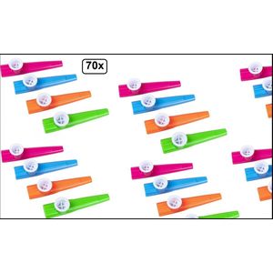 70x Kazoo Muziekinstrument assortie kleuren - Muziek festival thema feest party fun