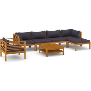 vidaXL - 7-delige - Loungeset - met - kussens - massief - acaciahout