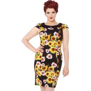 Voodoo Vixen - Nahla Sunflower Kokerjurk - XL - Zwart