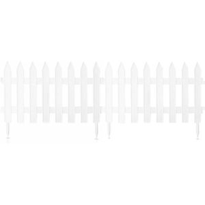 Prosperplast Tuinhekjes - 14x stuks - kunststof - 640 cm - wit - borderrand - tuinafscheiding