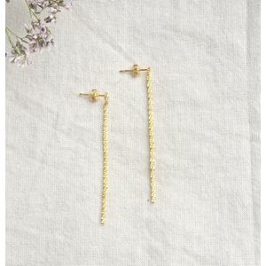 Sierlijke gouden oorstekers dames - ketting oorbellen - 925 zilver - 18k goldplated - minimalistische oorhangers - Dames oorbellen