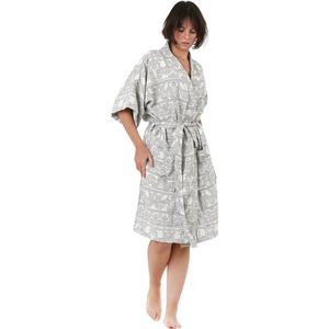 Trimita - Kimono Badjas - Haan - Mousseline 100% Katoen - Grijs - L/XL