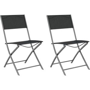vidaXL Tuinstoelen - Inklapbaar - 2 Stuks - Zwart Tuinstolen - Klapstoelen - Buitentools - Tuinmeubels - Zwarte Tuinset
