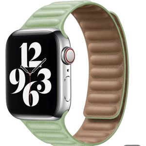 Geschikt voor Apple Watch -horlogebandje- echt leer-modern ribbel design-maat 38/40/41mm- magnetische sluiting
