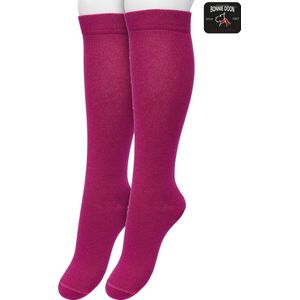 Bonnie Doon Kinder Kniekousen Donker Roze maat 27/30 - 2 paar - Kinderkniekousen - 2-pack - Multipack - Uitstekend draagcomfort - Cotton Knee High - Zakt niet af - Effen - Kids Kousen - Kinderen - Roze/Paars - Rose Violet - OL8335022.339