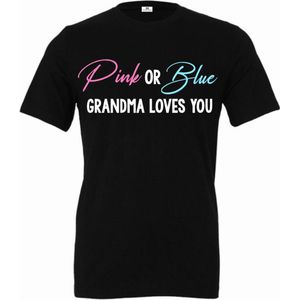 Shirt Pink or Blue grandma loves you-gender reveal bekendmaking shirt voor een baby jongen en meisje-Maat S