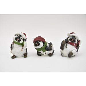 Oneiro’s luxe Kerst penguïn ⌀ 9X10X12cm 3ass - Kerstbeelden & Figuren - Kabouter - Kabouters Zittend - Kerstman - Dwerg Zittend – kerstdecoratie