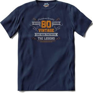 80 Jaar vintage legend - Verjaardag cadeau - Kado tip - T-Shirt - Heren - Navy Blue - Maat 3XL