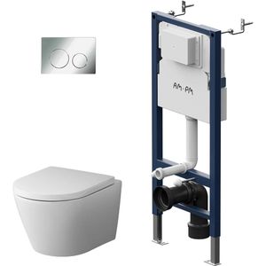 AM.PM Flash - Inbouwreservoir Complete Toiletset - Hangtoilet - SoftClose Toiletzitting - Bedieningsplaat Chroom - Inbouwreservoir