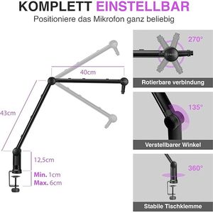 professional microphone arm - QuadCast Boom Arm Stand / microfoonhouder, microphone arm standard adjustable microphone stand