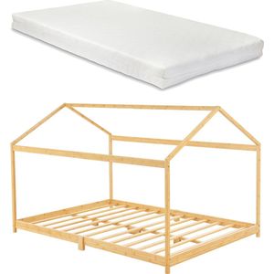 Kinderbed Alan - Huisbed - Met Matras - Bamboe - 120x200cm - Koudschuim Matras