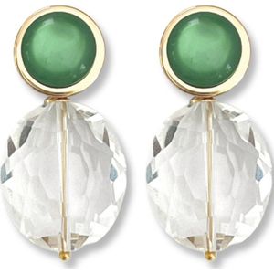 Zatthu Jewelry - N22SS469 - Isis oorbellen met kristal en groene steen