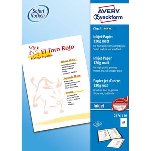 Avery Zweckform 2576-150 papier voor inkjetprinter A4 (210x297 mm) Mat 150 vel Wit