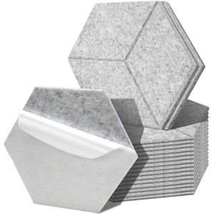 18 stuks Akoestische panelen Hexagon Wandpanelen Geluidspanelen Plaktegels lichtgrijs