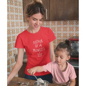Moederdag T-shirt Mother Of A Princess | Rood - Maat XL | Moederdag Cadeautje