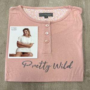 Dames nachthemd korte mouw van Lunatex 614615 in roze maat XL