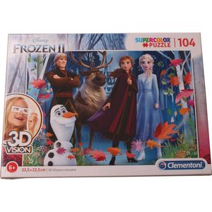 Clementoni Legpuzzel Supercolor Frozen Ii 3d-vision 104 Stukjes