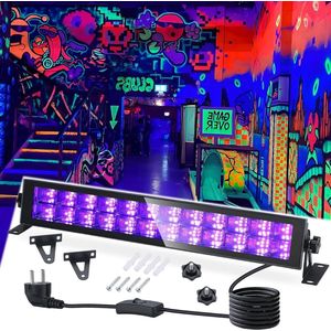 48W USB UV LED Blacklight Lamp 385-400 Black Light Bar with Switch - Disco Glow Party Halloween Decoration Stage Lighting