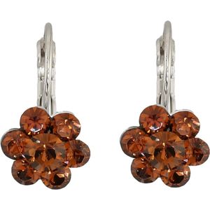 Behave – Oorhanger dames – Swarovski Elements bruin – Nikkelvrij – Bloem