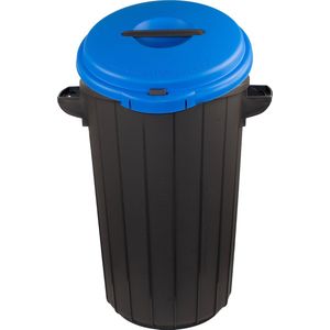 Eco Solution, Prullenbak met Deksel voor Afvalscheiding - 35L – Blauw/Geel - met 5 gratis Stickers – Recycle – Afvalbak - Vuilnisbak – Afvalemmer – Afvalscheidingprullenbak – Vuilnisemmer – Sorteerafvalemmer – Kantoor – Keuken - School