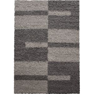 Pochon - Tapijt Gala - Taupe - 290x200x3 - Vloerkleed - Geruit - Hoogpolige Vloerkleed - Rechthoekige Tapijt - Rechthoekige Vloerkleed