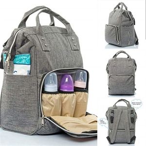 Luier- en verzorgingstas, baby rugtas met Isoleervak, diaper backpack bag, Reis rugzak inclusief buggy en kinderwagen haken - Grijs