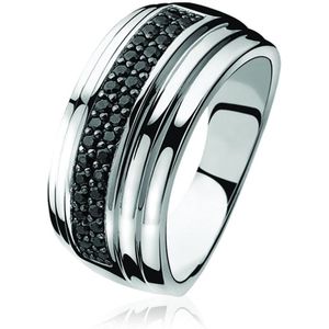 ZINZI zilveren ring zwart ZIR709