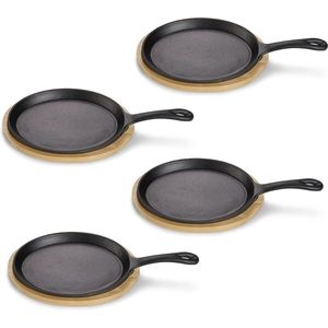 Mini Gietijzeren Serveerpan met Serveerschaal - 4-delig Geschikt voor Oven en Grill