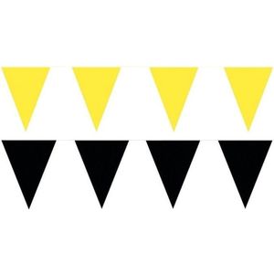 Zwart/Gele feest punt vlaggetjes pakket - 80 meter - slingers / vlaggenlijn