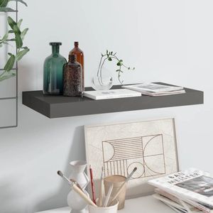 The Living Store Wandplank - Hoogglans Grijs - 50 x 23 x 3.8 cm - Honingraat MDF