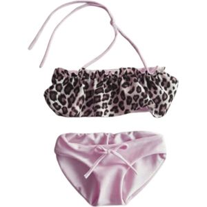 Maat 134 Bikini roze met tijgerprint Baby en kind zwemkleding roze