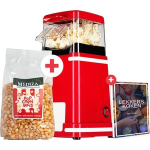 YUGN RETRO Popcorn machine met 400G Popcorn Mais - Nostalgische Popcornmachine Voor Thuis - Popcorn maker - 1200 W - Kleur Rode - eBook toegang - Cadeautip