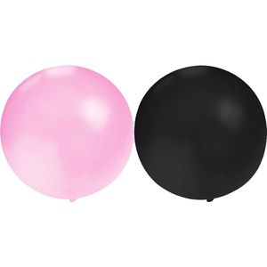 Bellatio Decorations 10x groot formaat ballonnen zwart en roze met diameter 60 cm