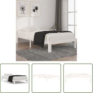 The Living Store Bed - Grenenhout - Eenpersoons - 203.5 x 103.5 x 30 cm - Wit