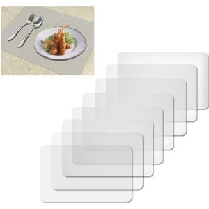 Transparante placemats - set van 8 stuks - kunststof - antislip - afwasbaar - hittebestendig - voor keuken eettafel