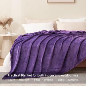 Bankhoes Polar 230 x 270 cm, deken voor bed 180, extra grote bankdeken, 230 x 270 cm, flanel, extra zacht en warm, violet, 100% microvezel, flanellen deken