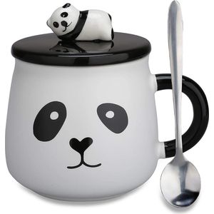 Panda mok geschenken -beste vriend geschenken schattige mokken theekopjes met deksels / lepel voor tienermeisjes / vriendinnen / vrouwen / mama