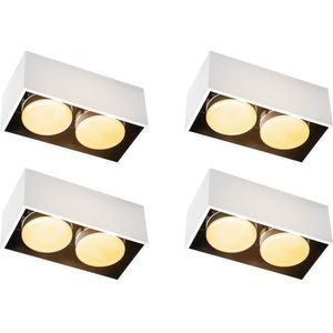 Cube Plafondlamp met 2 lichtpunten - Draaibaar licht - Staal - 20 x 8 cm - GX53 - Wit - 4PACK