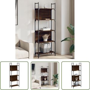 The Living Store Boekenkast 5-laags 60,5x24x166,5 cm bewerkt hout bruineiken - Boekenkast - Houten Boekenkast - Bruine Boekenkast - Vintage Boekenkast - Opbergkast