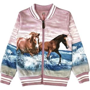 S&C vest met paarden op het strand - paard - jack - Roze - 110/116 - 6Y